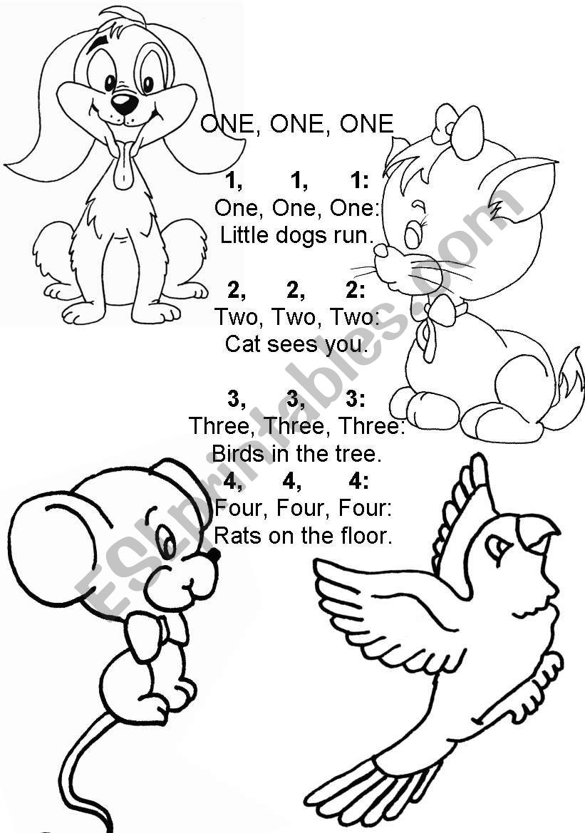 A rhyme  One, one, one  worksheet