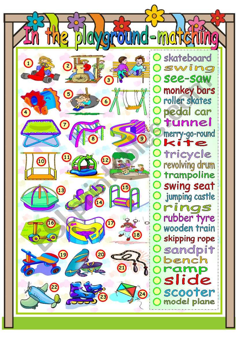IN THE PLAYGROUND - MATCHING  worksheet