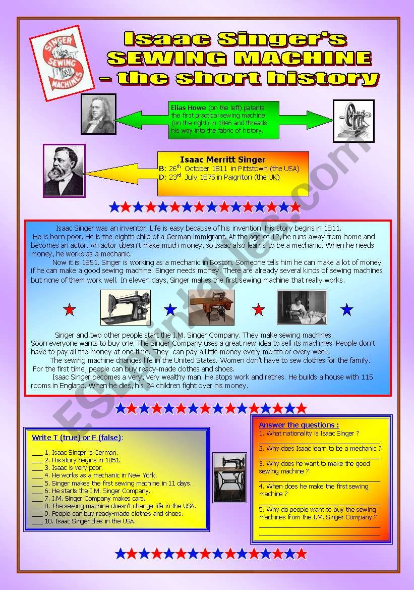 Sewing machine - the short history & key (fully editable)