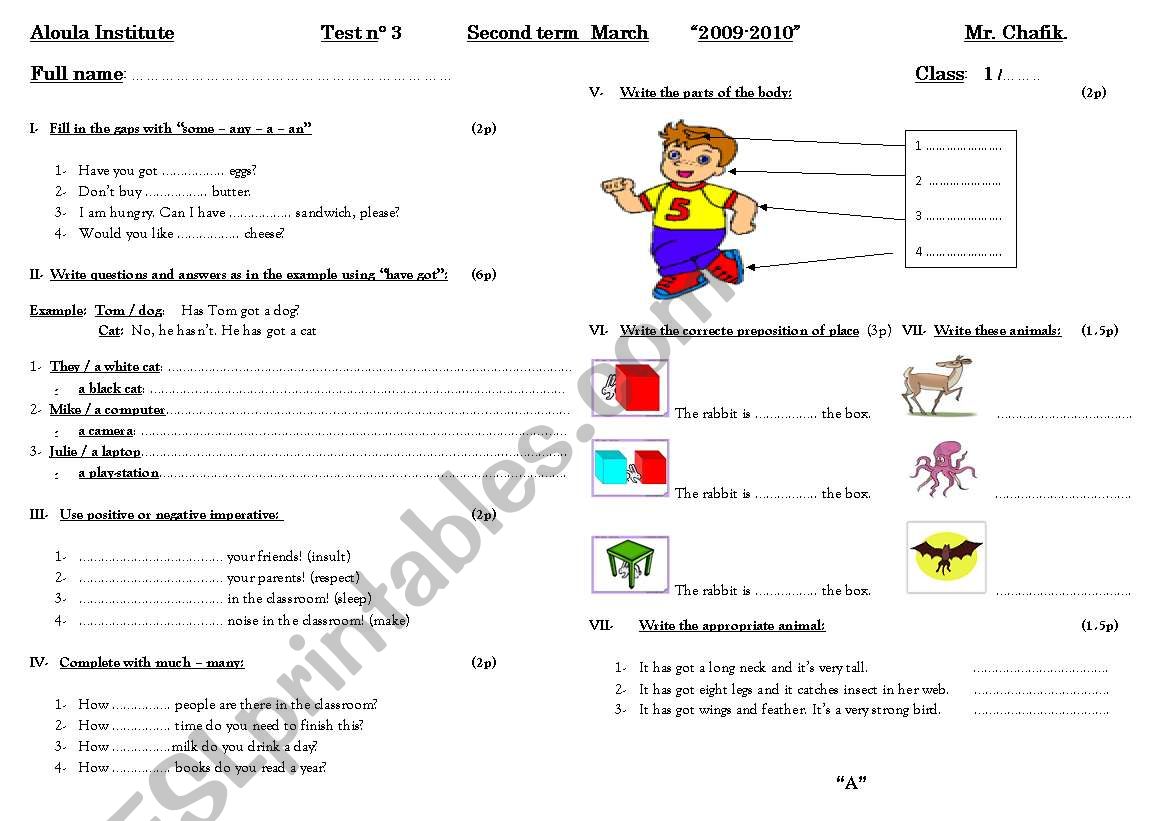 Test   (two different tests with the same tasks)