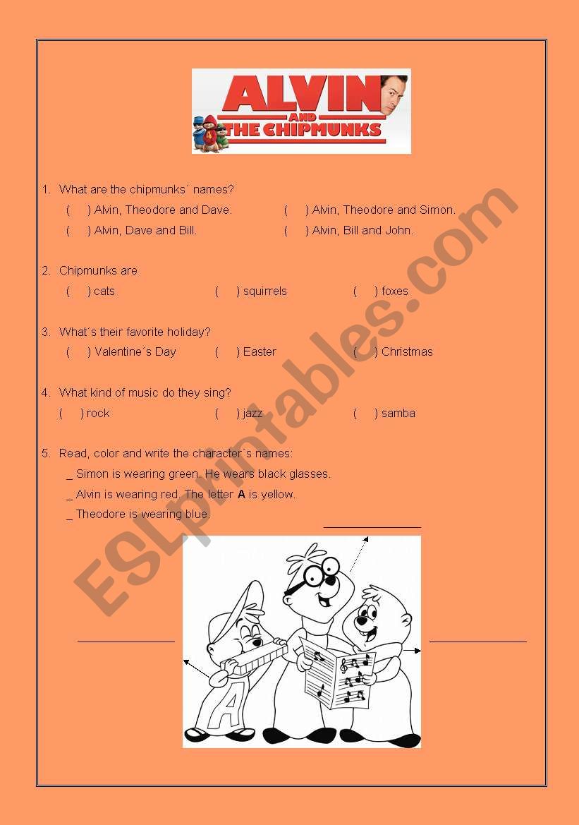 Alvin and the Chipmunks  worksheet