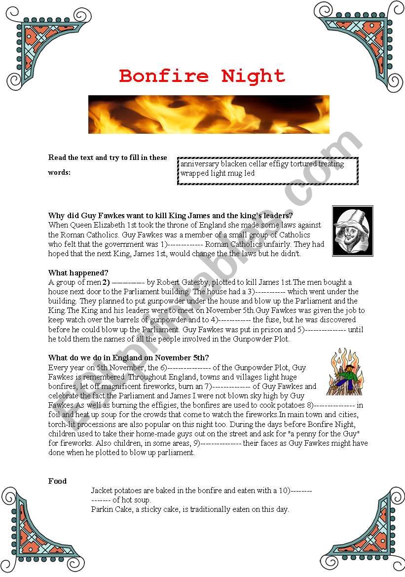 Bonfire Night worksheet