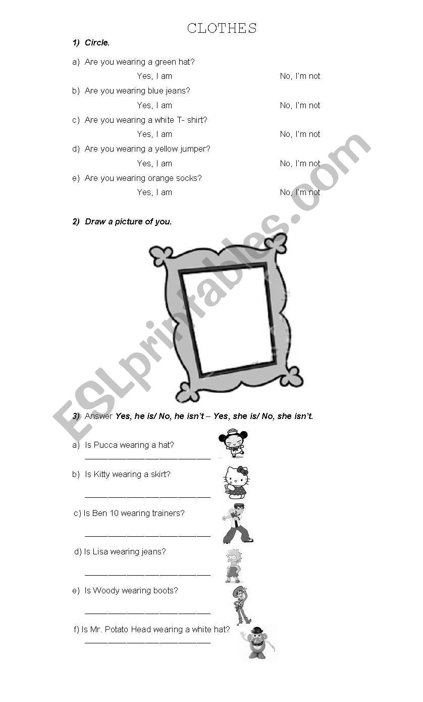 clothes worksheet