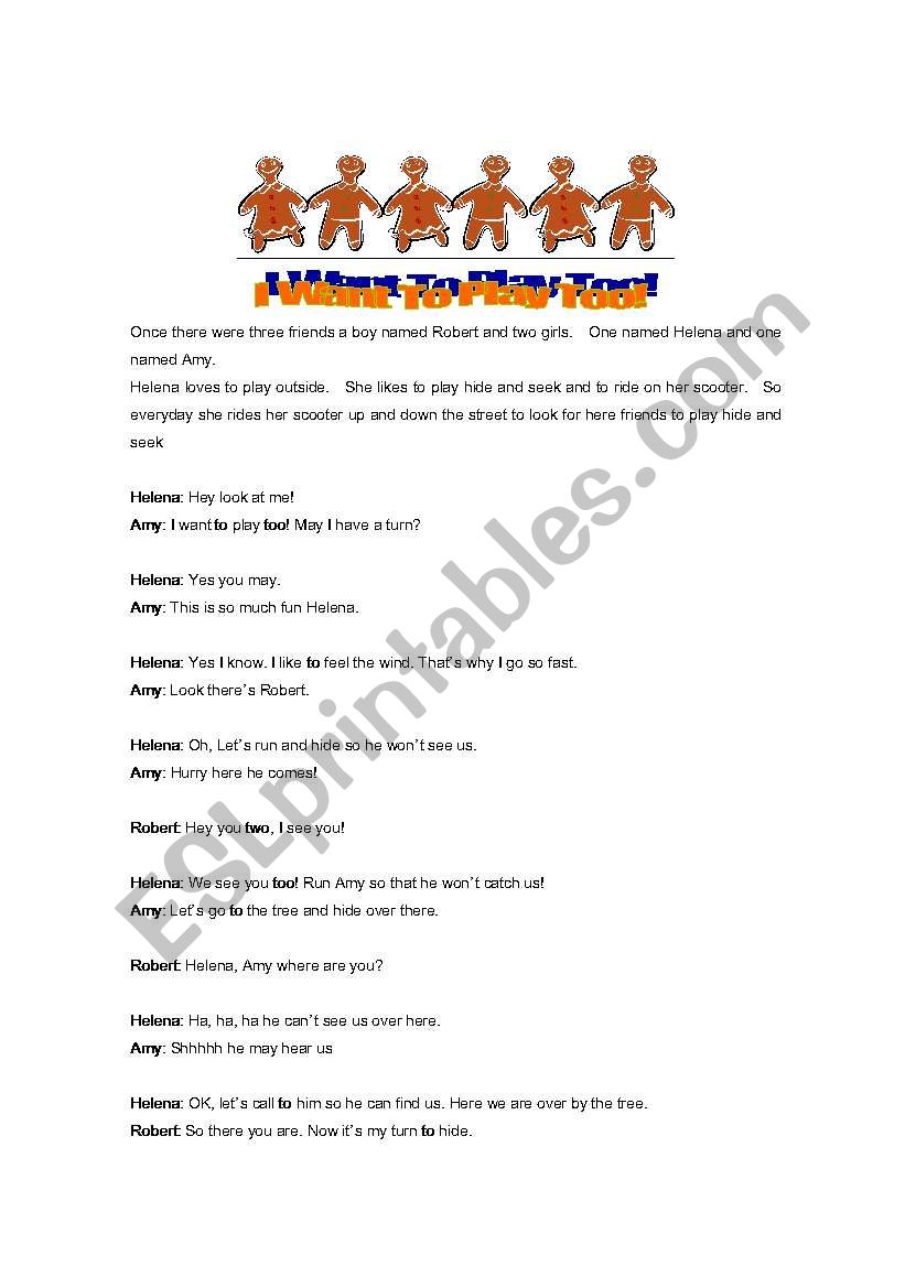 I Want To Play Too! worksheet