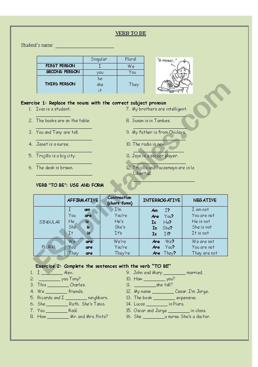 Verb to Be worksheet