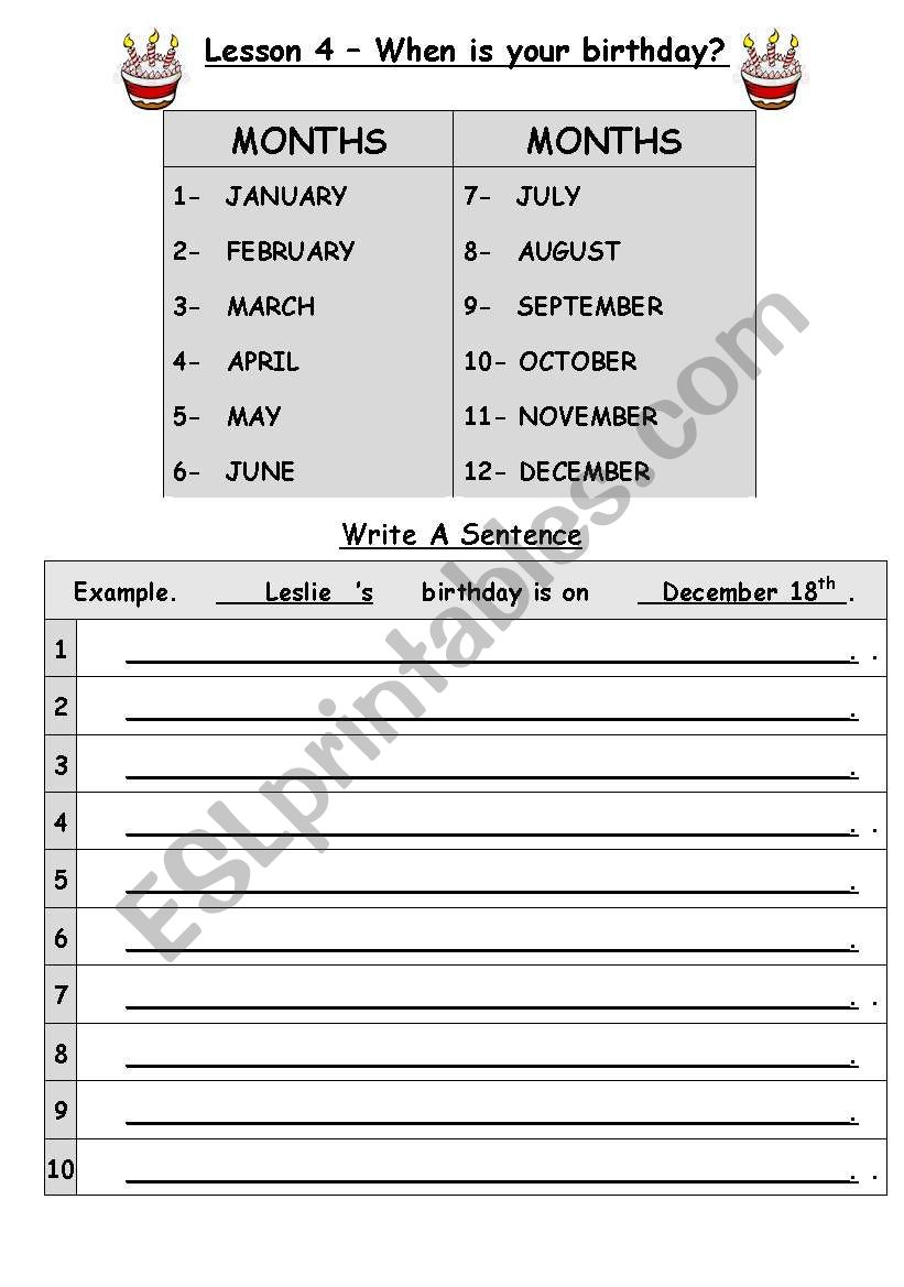 When is your birthday? worksheet