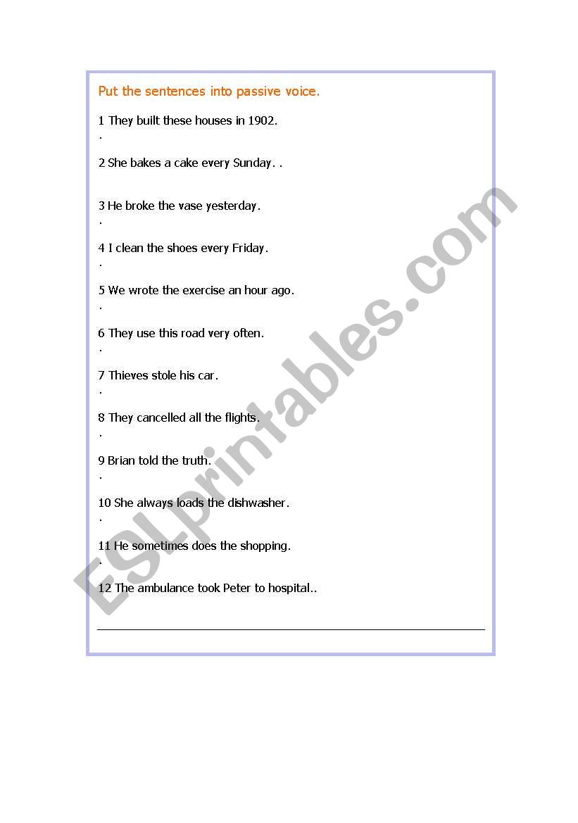 Passive voice worksheet