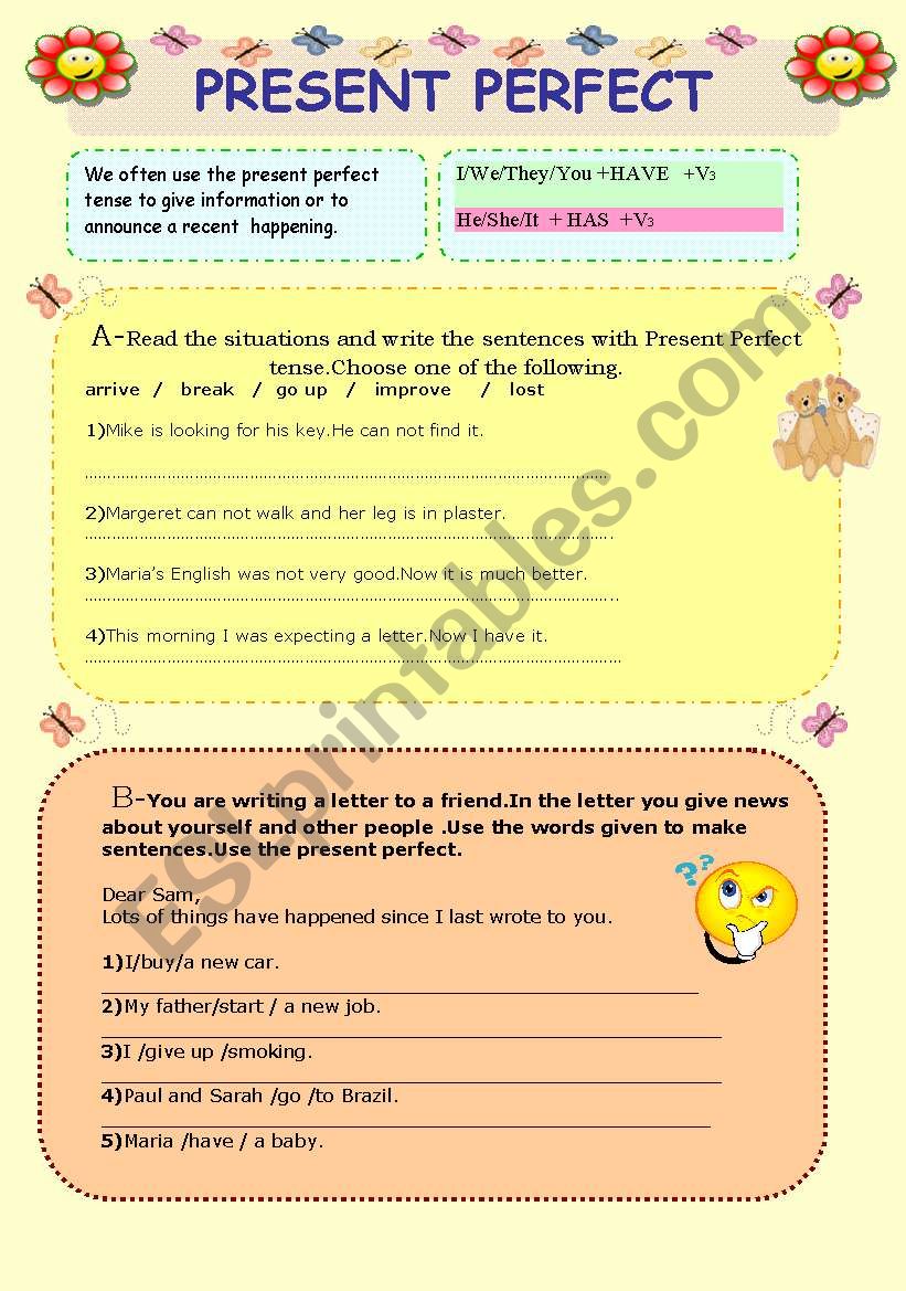 PRESENT PERFECT TENSE worksheet