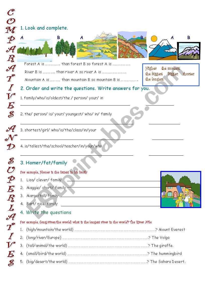 COMPARATIVES AND SUPERLATIVES worksheet