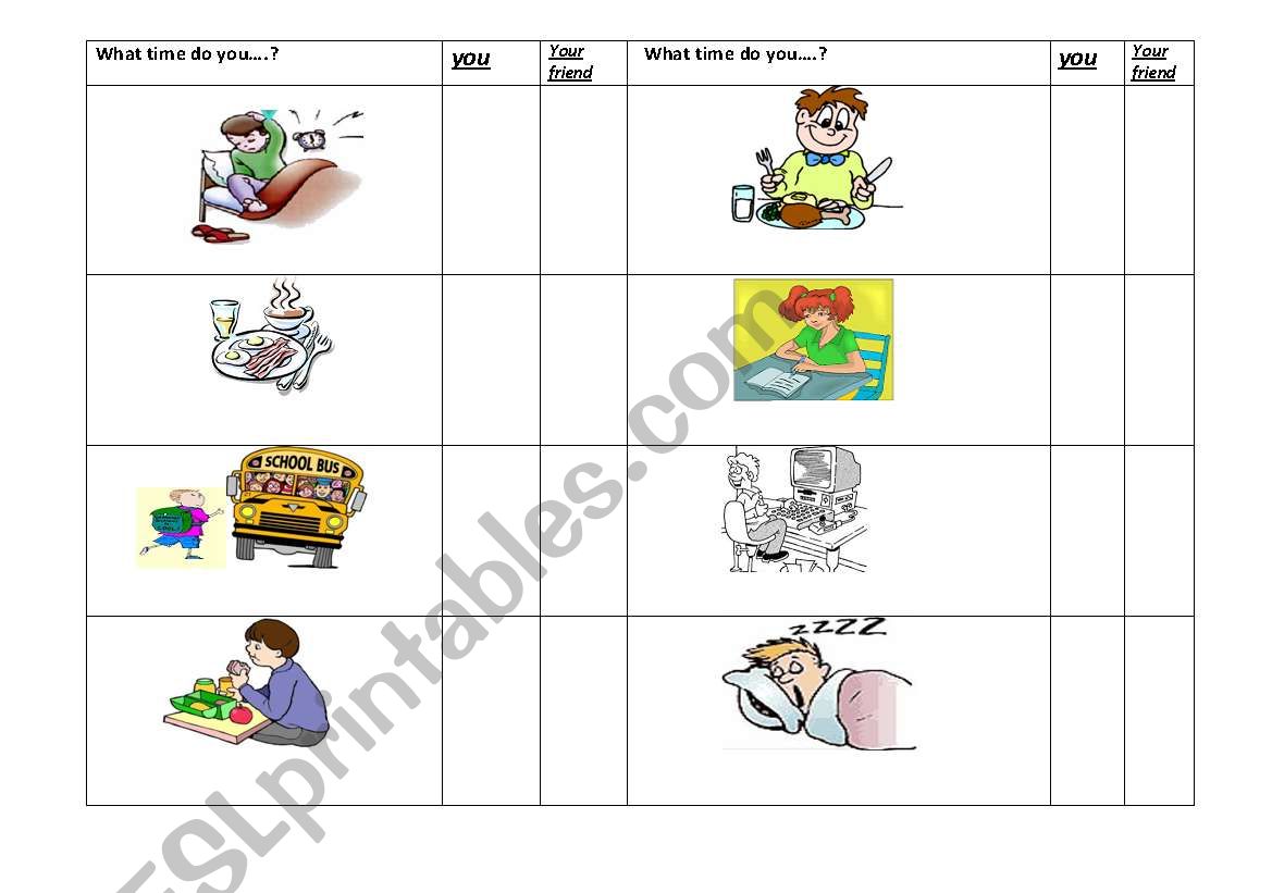 daily routines worksheet