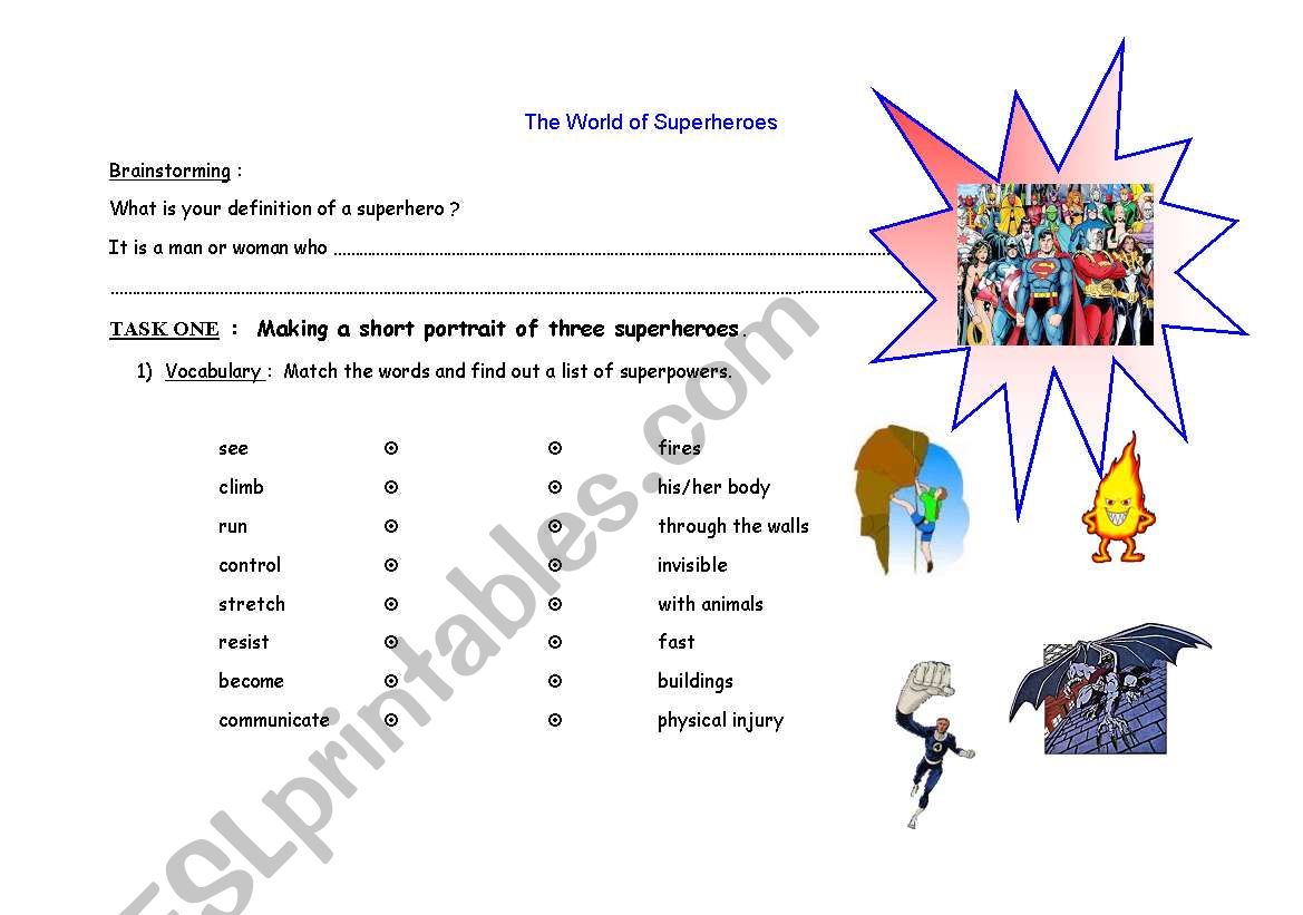 The World Of Superheroes 1 worksheet