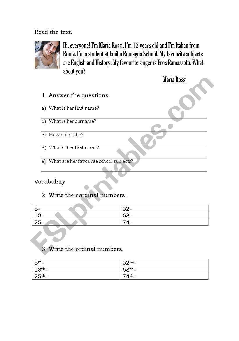 5th grade test worksheet