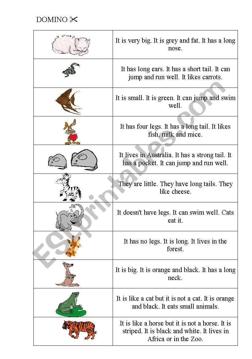 ANIMALS DOMINO worksheet