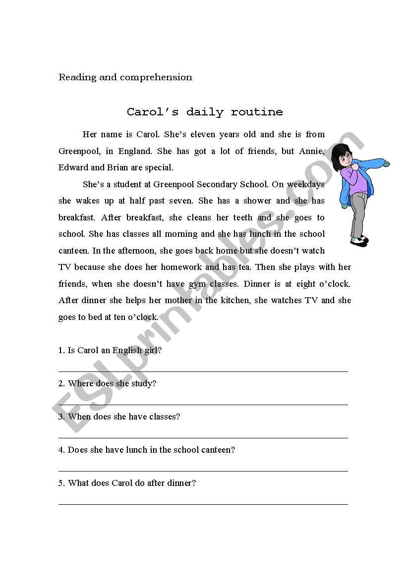 Daily routines worksheet