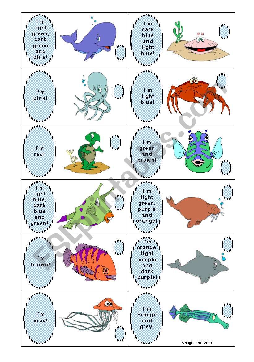 Colours - Dominoes (Fish) worksheet