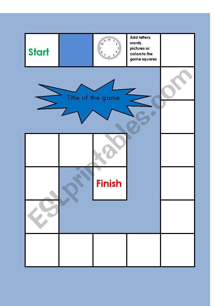 board game template worksheet