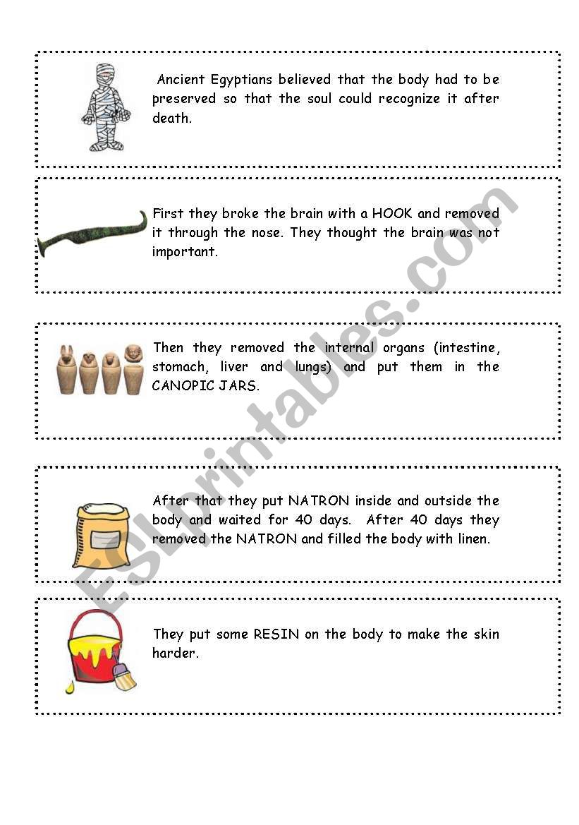 Mummification worksheet