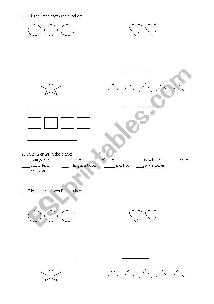 number1-5 worksheet