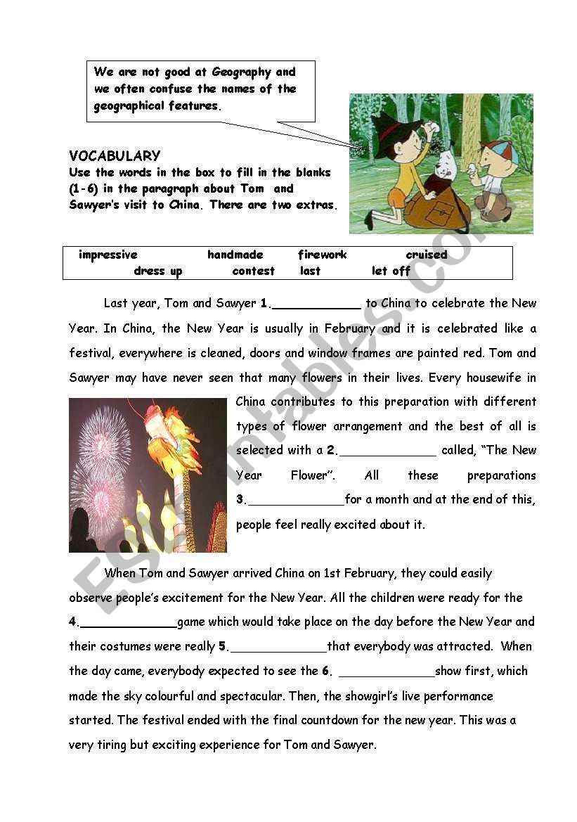 Tom and Sawyer in China worksheet