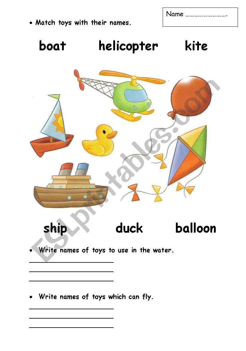 TOYS worksheet