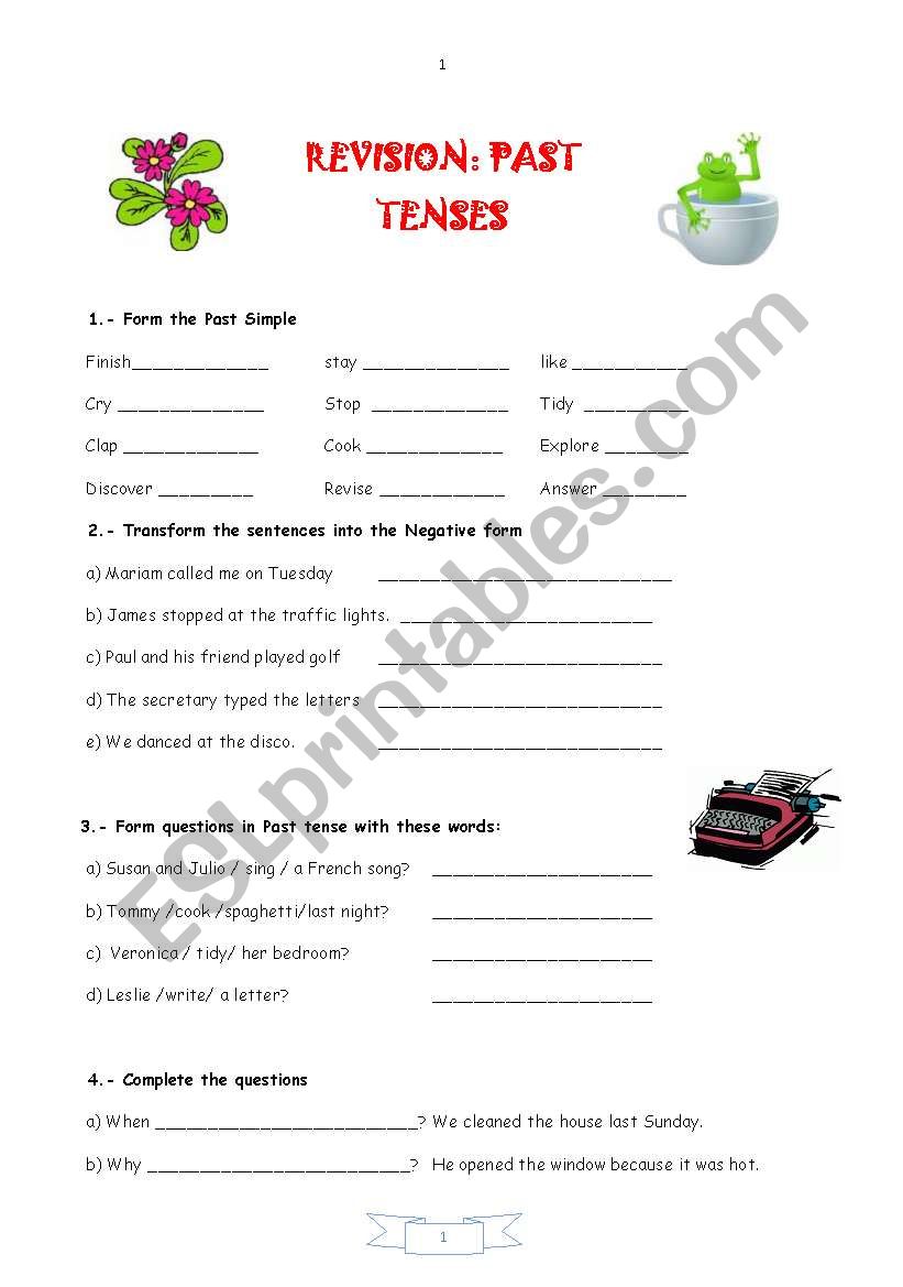 REVISION: Past tenses worksheet