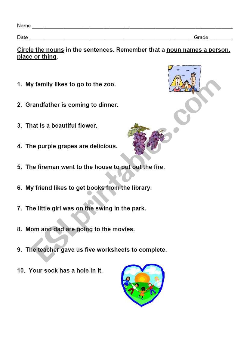 Nouns worksheet