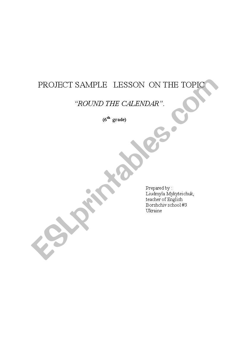 Project sample lesson on the topic 