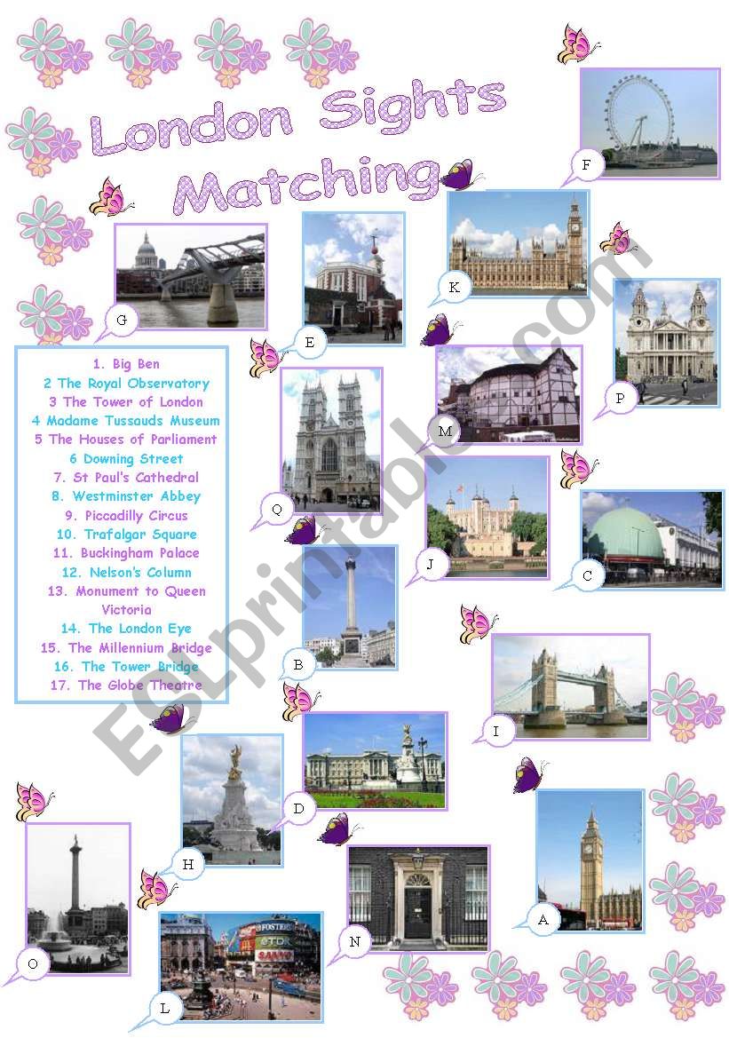 London Sights worksheet