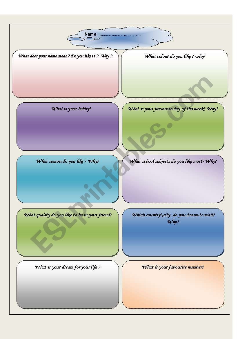 Speaking Activity worksheet