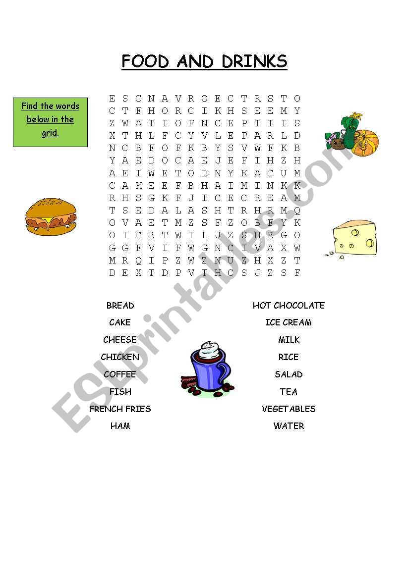 FOOD AND DRINKS worksheet