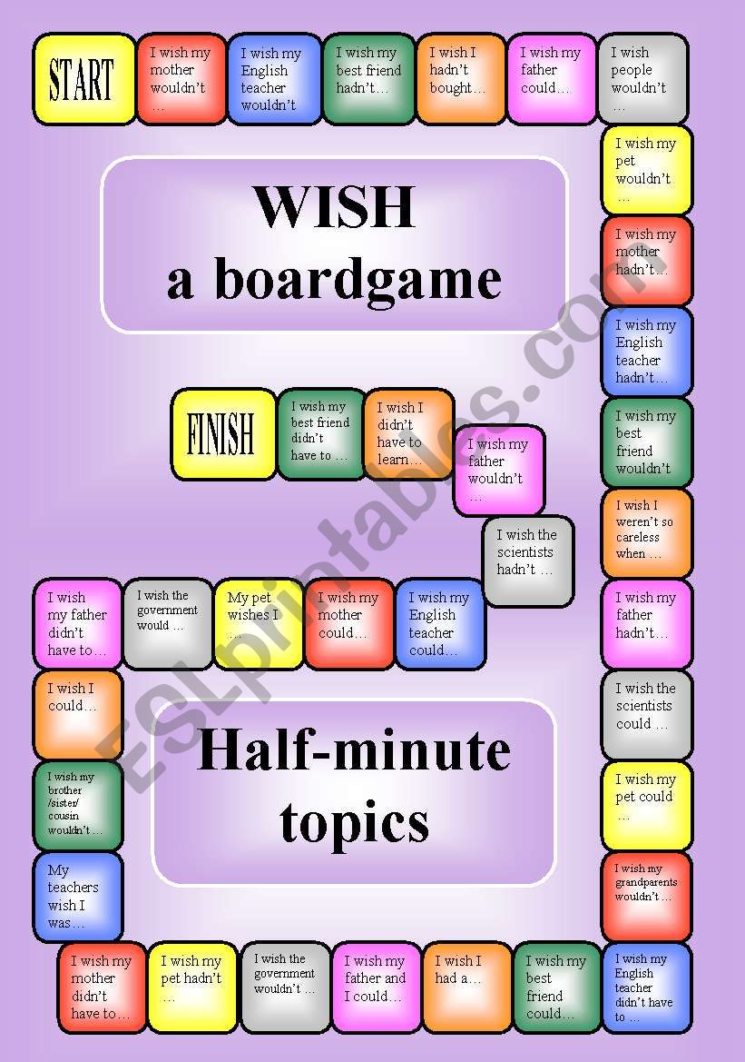 Wish - a boardgame (editable) worksheet