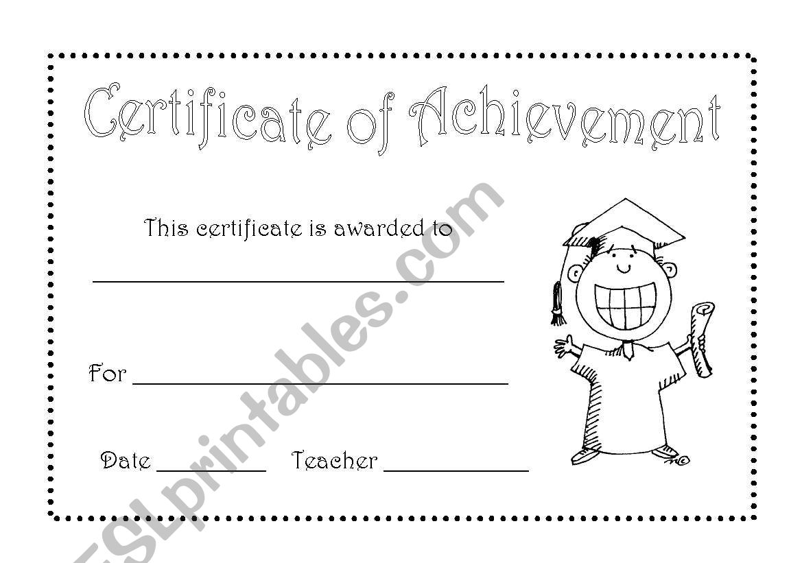 Certificate of Achievement worksheet
