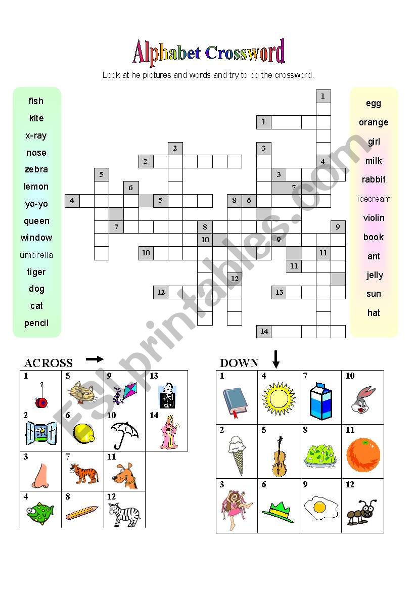 ALPHABET CROSSWORD worksheet