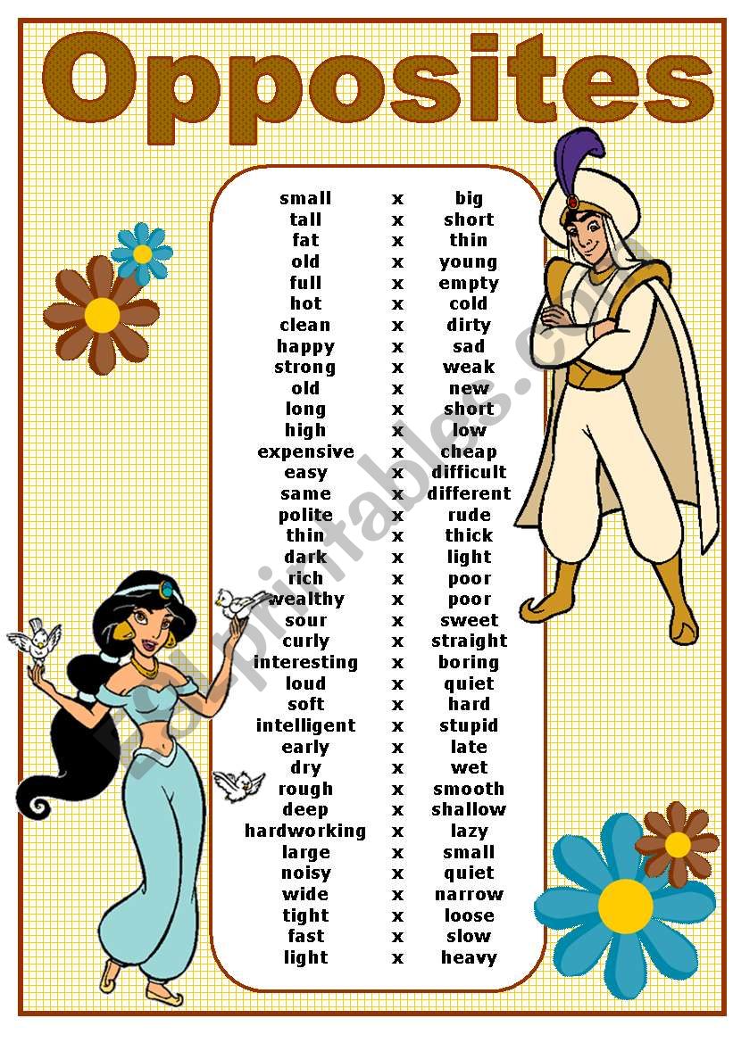 OPPOSITES - ADJECTIVES POSTER worksheet