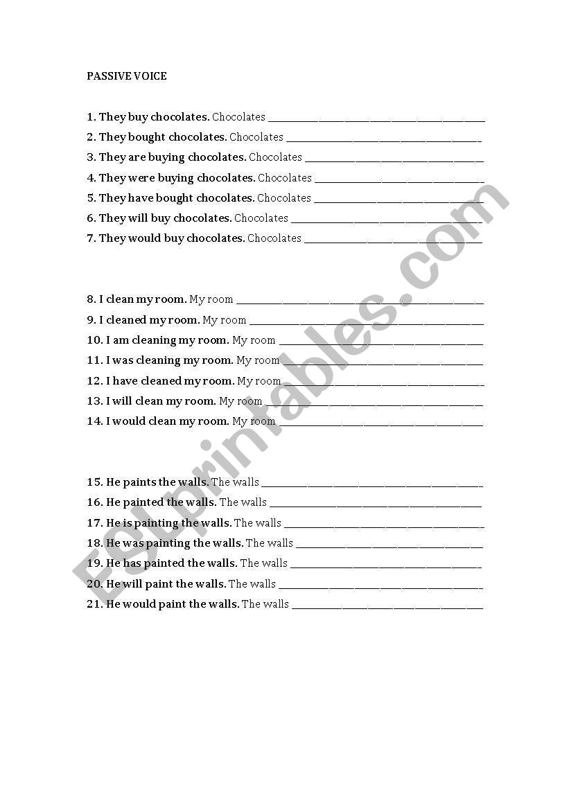 Passive voice worksheet