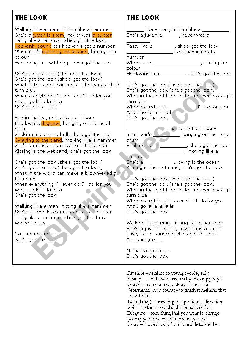 The Look worksheet