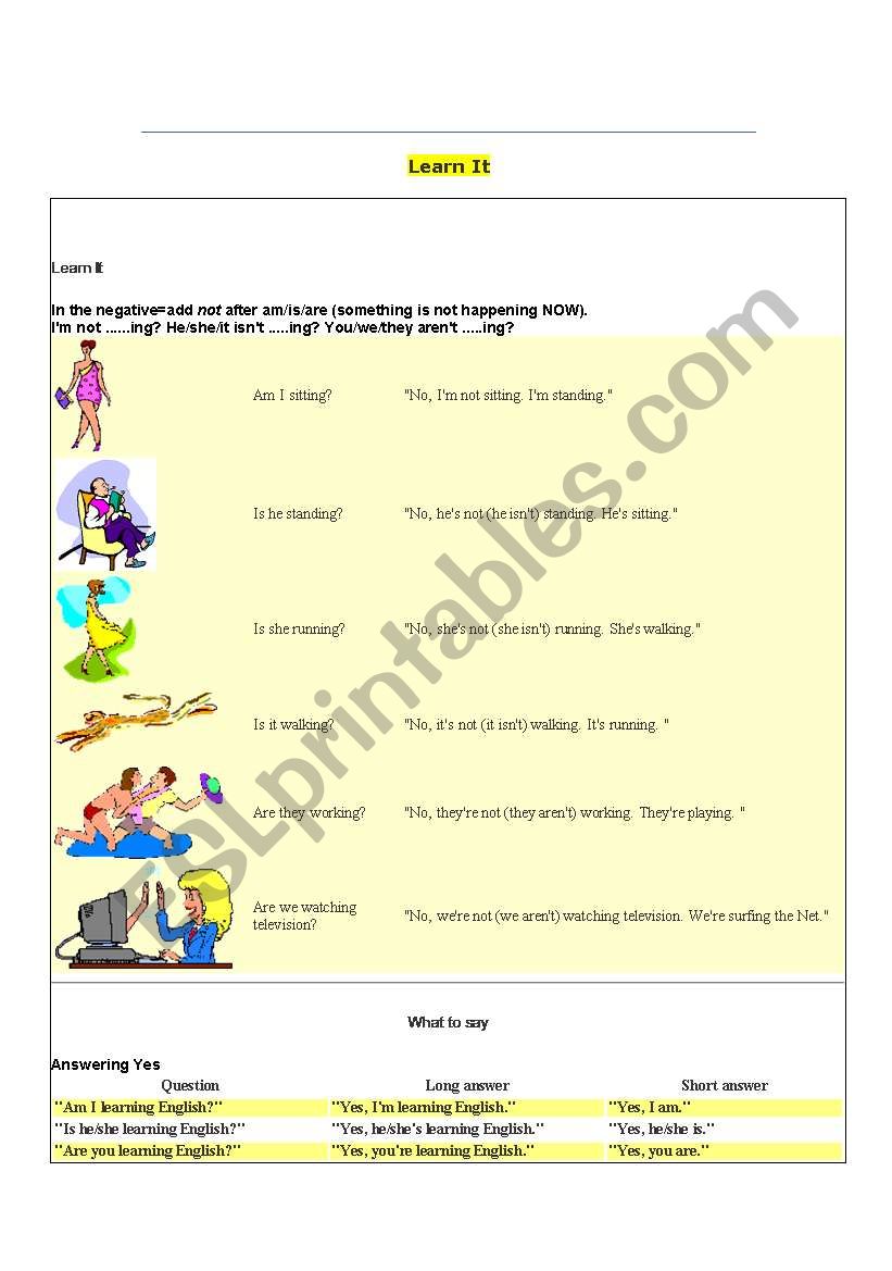 Present Continious Tense  worksheet