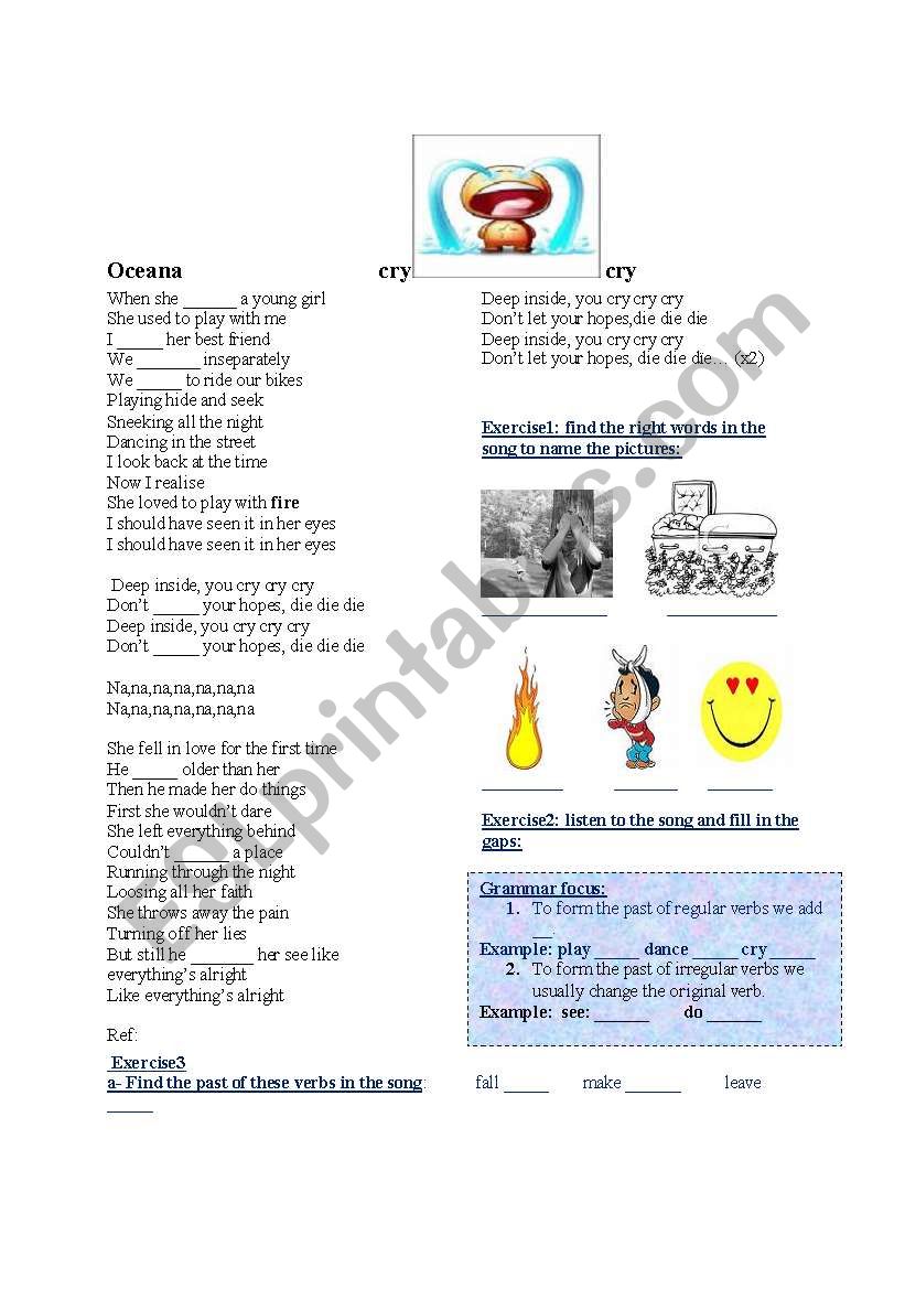 cry by oceana worksheet