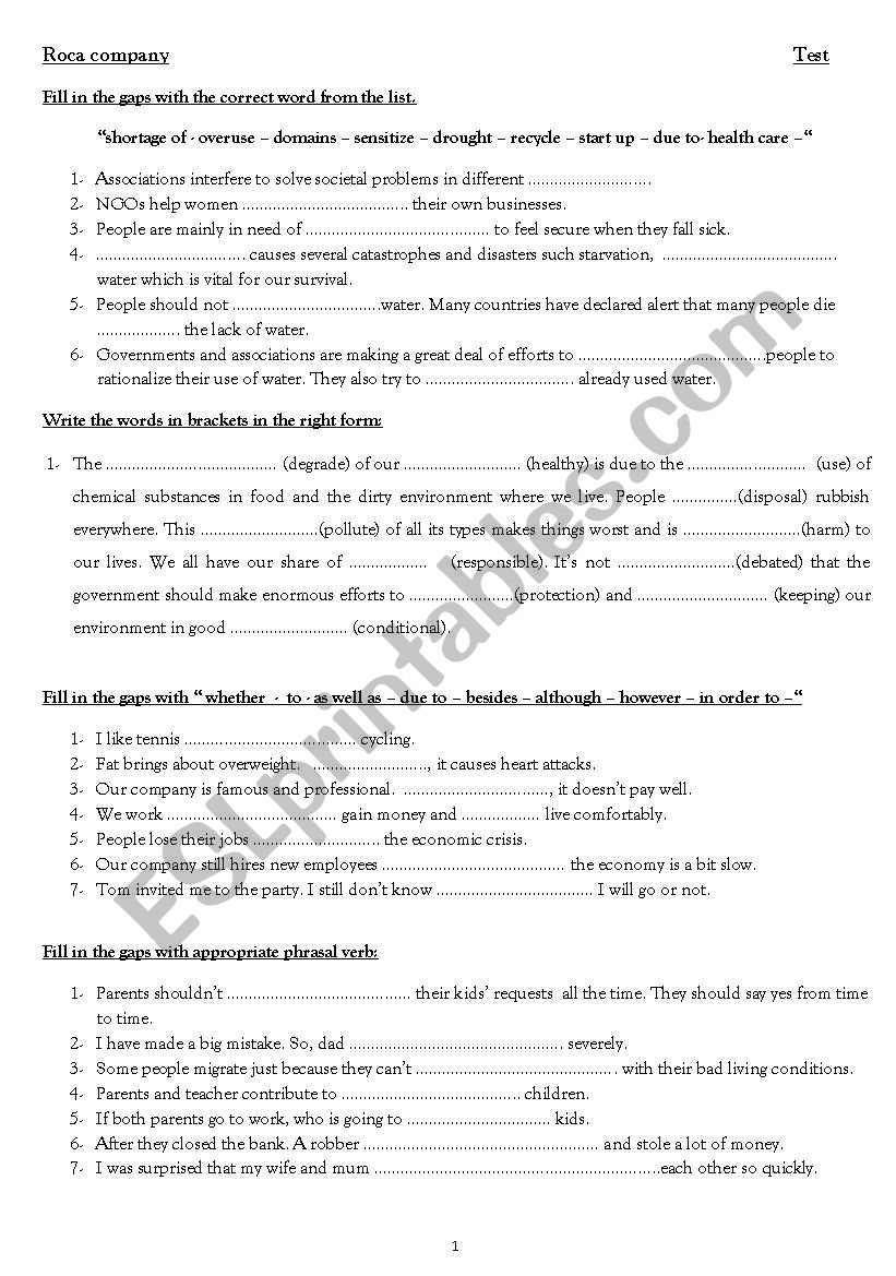 General grammar review worksheet