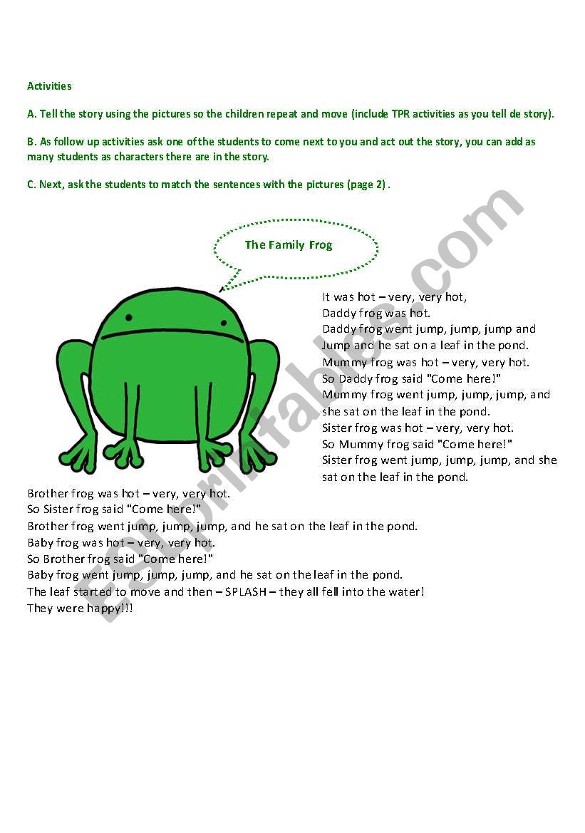 The Frog Family  worksheet