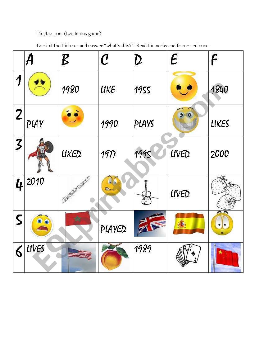 TIC TAC TOE worksheet