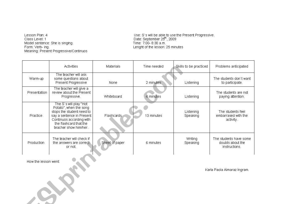  Present Progressive worksheet