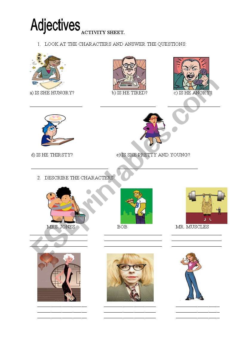 Adjectives worksheet