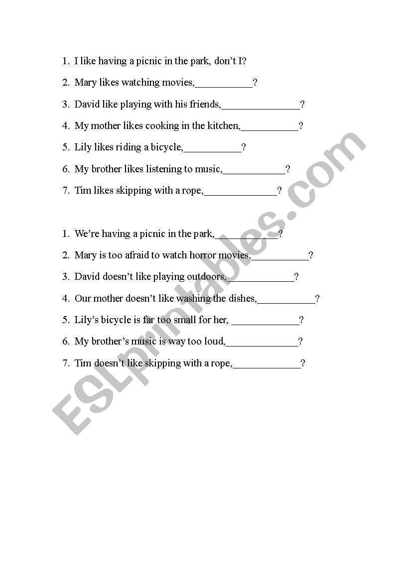 Tag Questions worksheet