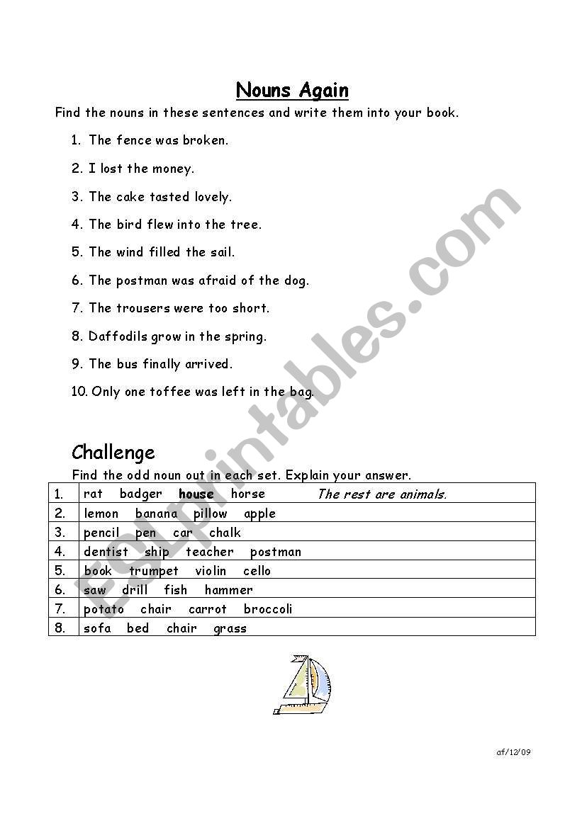 worksheet-on-common-nouns