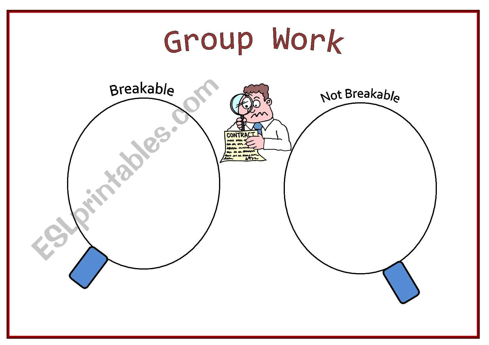 Breakable VS Unbreakable worksheet