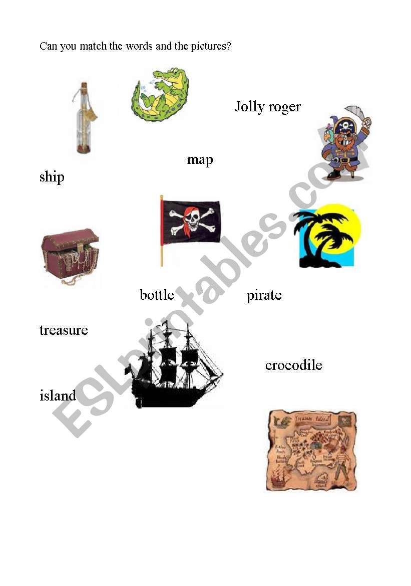 pirtates matching game worksheet