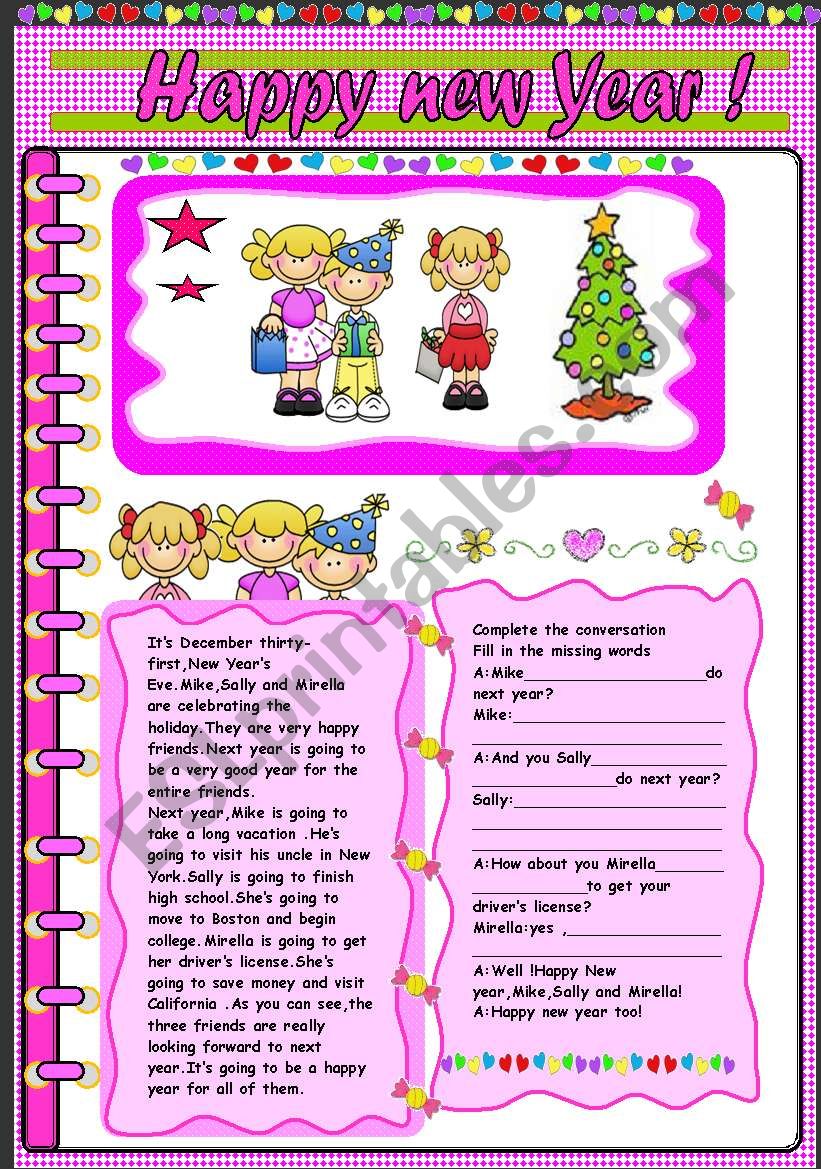 Happy new year worksheet