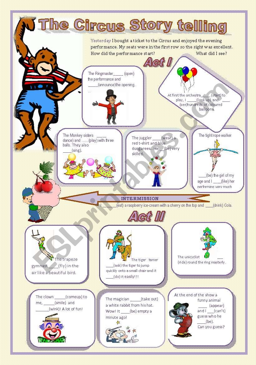 Circus story telling worksheet