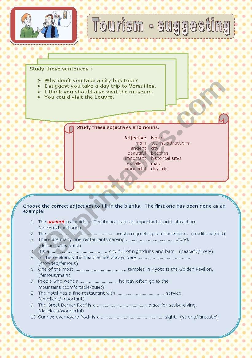 Tourism - suggesting worksheet